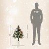 2.5 Ft/30" 2 Pack Outdoor Entryway Pre-Lit Artificial Christmas Tree Cordless with 70 Branches, Warm White LED lights Berries, Pine Cones, Balls - 3 of 4