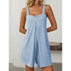 Women's Summer Casual Rompers Square Neck Sleeveless Short Overalls Bib Loose Jumpsuit with Pockets - 2 of 4