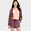 Women's Luxury Collection Satin Notch Collar Long Sleeve Shirt and Shorts Pajama Set - Auden™ - 3 of 3