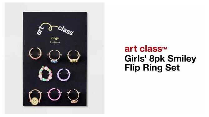 Girls&#39; 8pk Smiley Flip Ring Set - art class&#8482;, 2 of 5, play video