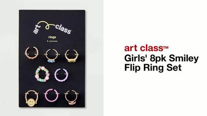 Girls&#39; 8pk Smiley Flip Ring Set - art class&#8482;, 2 of 5, play video