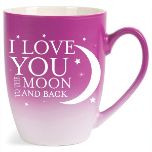 Elanze Designs Love You To The Moon And Back Two Toned Ombre Matte Pink and White 12 ounce Ceramic Stoneware Coffee Cup Mug - 1 of 4