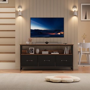 55" Rustic Modern TV Stand with 3 Fabric Drawers, Dresser Style Entertainment Center for Living Room, Bedroom - 1 of 4