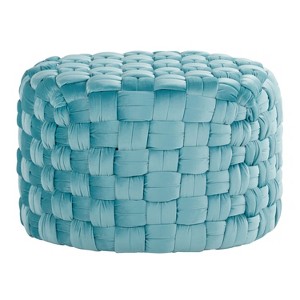 Sapphtopaz Modern Braided Ottoman with Velvet Upholstered Versatile Pouf Small Foot Stool Foam Shoe Bench for Living Room, Entryway - 1 of 4