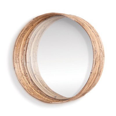 Plum & Post 17.75" Cane Rattan Decorative Large Premium Round Wall Hanging Deep Mirror