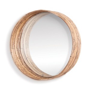 Plum & Post 17.75" Cane Rattan Decorative Large Premium Round Wall Hanging Deep Mirror - 1 of 1