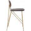 Velvet Counter Stool 36.2" H, Gray with Gold Steel Frame Legs by Zuo Modern (Set of 2) - 3 of 4