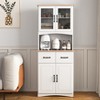 TiramisuBest 71" Freestanding Kitchen Pantry Hutch w/ Microwave Countertop, 6 Doors, 1 Drawer & Adjustable Shelves (Black) - 2 of 4