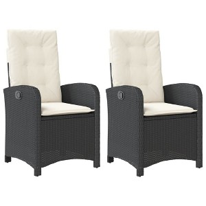 vidaXL Reclining Garden Chair Set of 2 Black - 1 of 4