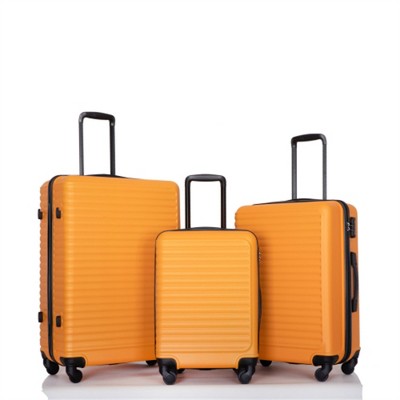 BEAFUP 3 Piece Luggage Sets ABS Lightweight Suitcase with Two Hooks, Spinner Wheels, TSA Lock, (20/24/28)