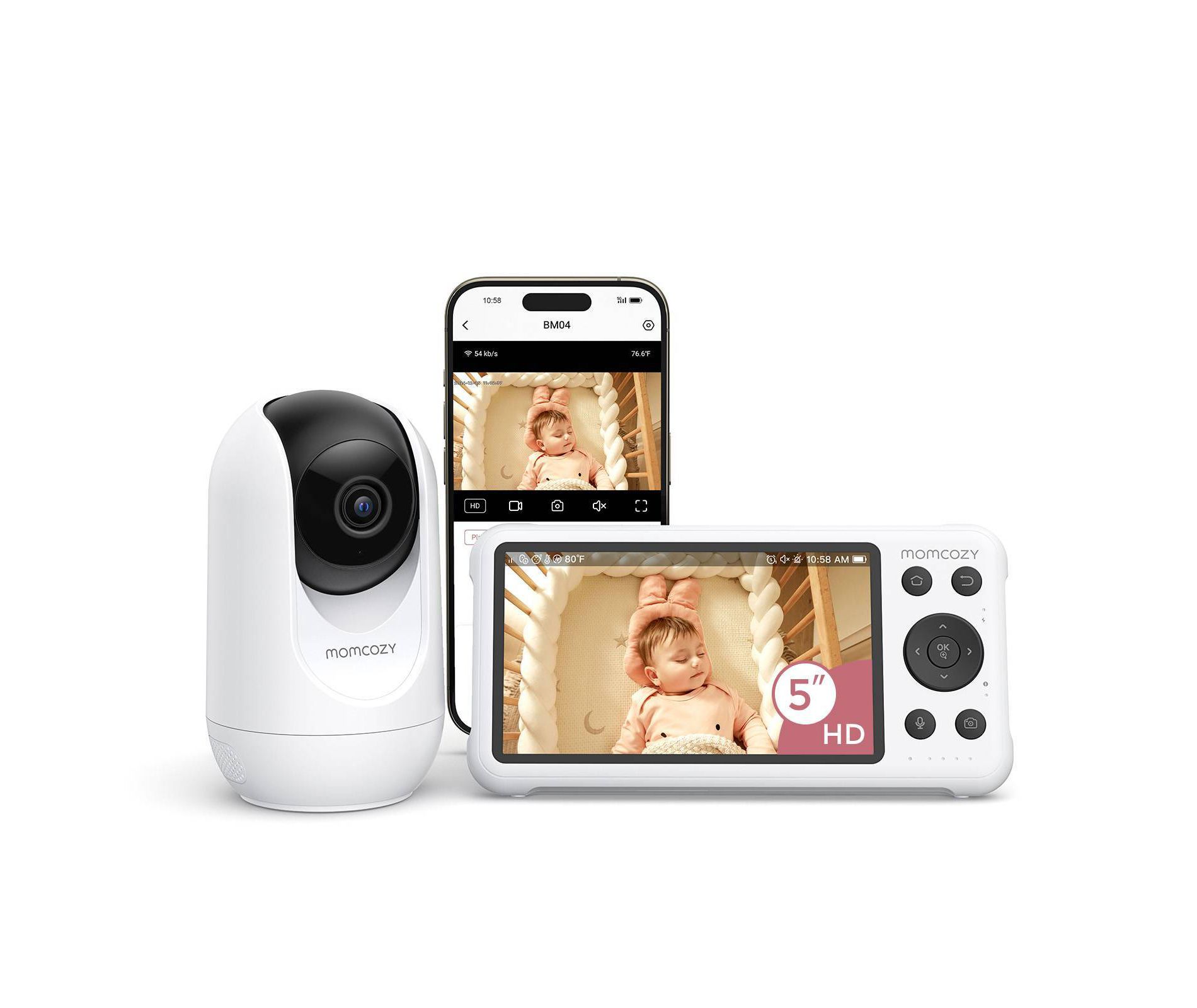 Momcozy 5" Dual-Mode Video Baby Monitor with Wifi BM04 - White