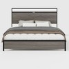 NicBex Full/Queen/King Industrial Style Bed Frame with Storage Headboard & 2 USB,Modern Platform Bed for Bedroom,No Box Spring Needed - 3 of 4