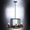 Urban Ambiance Luxury Modern Farmhouse Chandelier,  15''H x 22''W,  Matte Black & Rich Walnut Finish, UFS2012 - 3 of 4