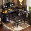 Besiost L Shape Desk with Charging Station, Computer Desk with LED Light and Open Storage Shlves - 2 of 4