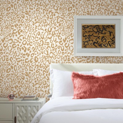 Gold Leopard Print Self-Adhesive Removable Wallpaper Roll