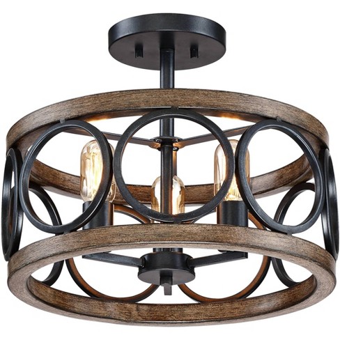 Franklin Iron Works Rustic Ceiling Light Semi Flush Mount Fixture