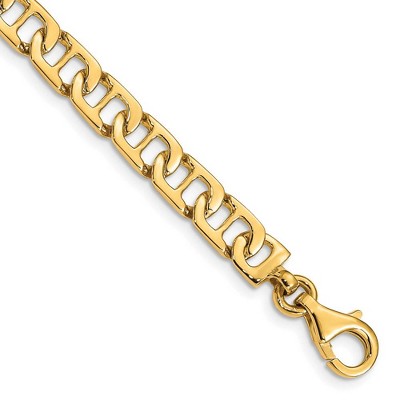Black Bow Jewelry 6.5mm 14K Yellow Gold Solid Fancy Anchor Chain Bracelet