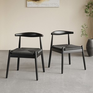 GlasFlength Dining Set of 2, Mid-Century Modern Dining Sets with Solid Wood Legs for Kitchen and Dining Room, Brown, 18"*22.8"*22" - 1 of 4