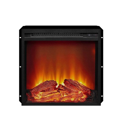 18" Glass Front Electric Fireplace Insert Black - Room & Joy