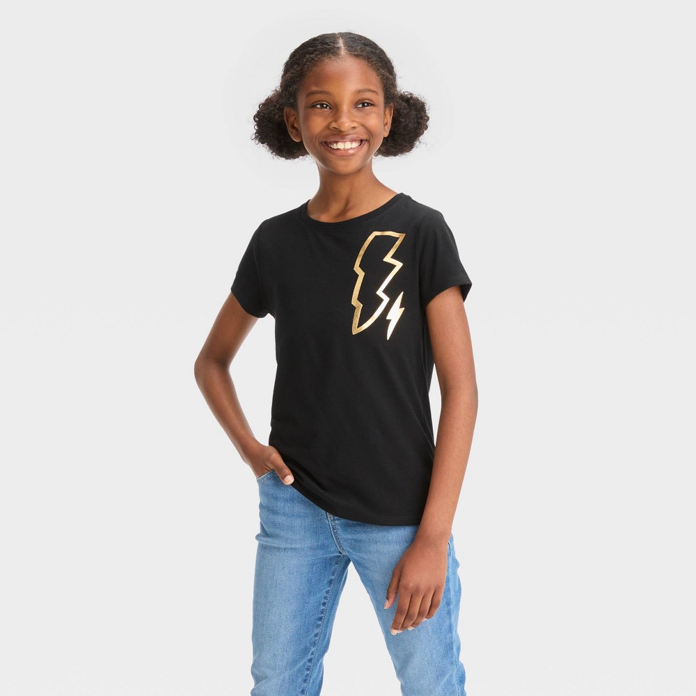 Girls' Short Sleeve Graphic T-Shirt - Cat & Jack™ Black L set 2ct 