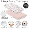 Sweet Jojo Designs Baby Girl Fitted 100% Cotton Muslin Crib Sheets Set Watercolor Floral Pink Grey and White 2pc - 4 of 4