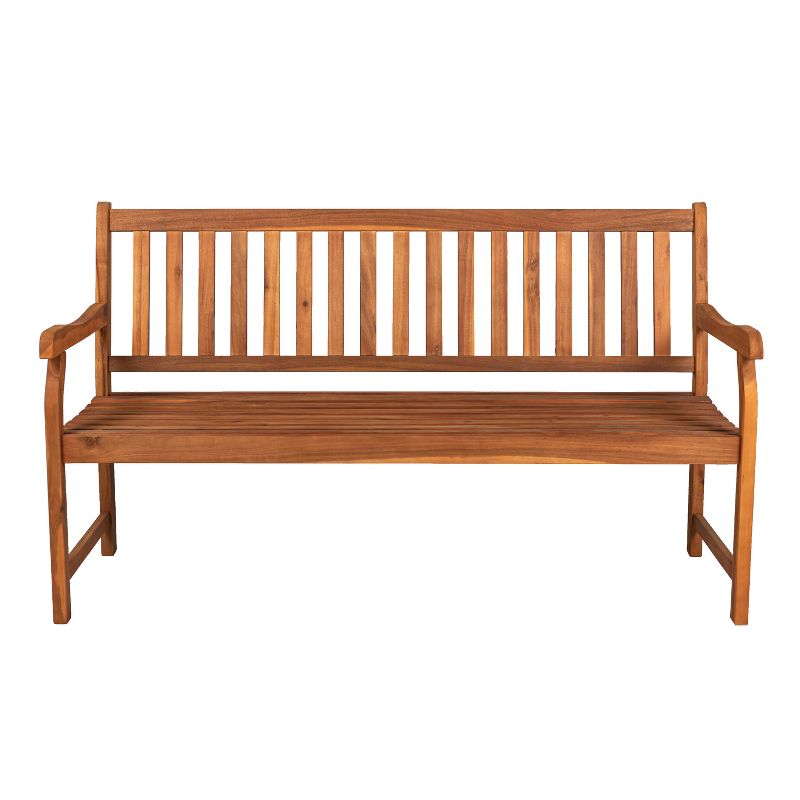Laurel 3-Seat Slat-Back Acacia Wood Outdoor Garden Patio Bench - JONATHAN Y, 4 of 9