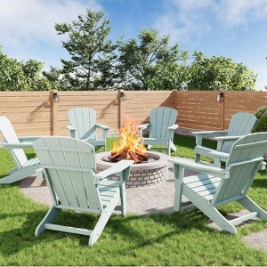 Modern HDPE Adirondack Chair, 380LB Oversized All-Weather Poly Lumber Outdoor Chair with Wood Grain, for Patio, Fire Pit & Pool - 1 of 4