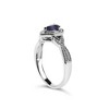 Silver 6x4mm Pear Sapphire Gemstone with Diamond Accent Fashion Halo Ring - 4 of 4