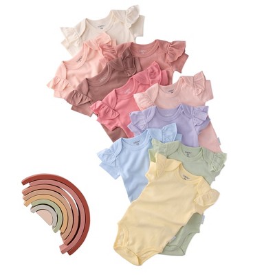 Butterblu RORY 10-Pack Short Sleeve Ruffle Bodysuits Sunset Haze Rainbow 24M
