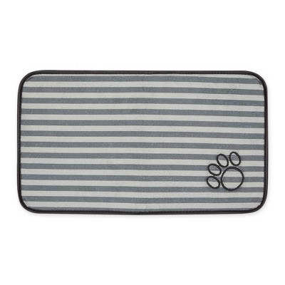 Bone Dry Gray Stripe Embroidered Paw Pet Mat Small