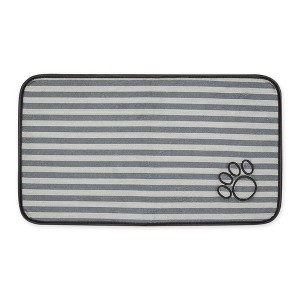 Bone Dry Gray Stripe Embroidered Paw Pet Mat Small - 1 of 4