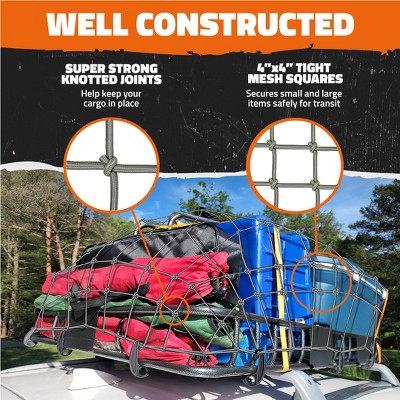 12″x 12″ Small Cargo Net, 2 Pack Heavy Duty Elastic Bungee Net Stretches To 24 X 24 With 6 Adjustable Hooks 2 Tight Mesh Luggage Thicken Netting Fit For Motorcycle Helmet Atv Utv
