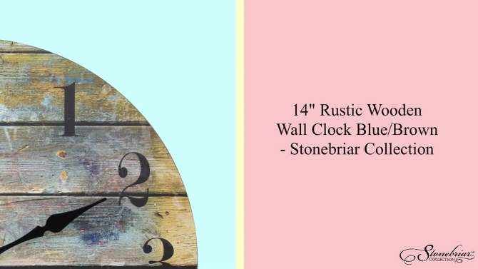 Round Rustic Wooden Wall Clock Blue - Stonebriar Collection, 2 of 11, play video