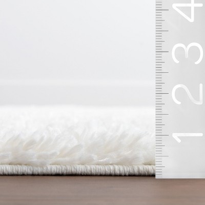 Ivory Rectangular Synthetic Shag Rug 4' x 6'