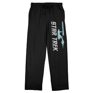 Star Trek Logo and Ship Men's Black Sleep Pants - 1 of 4