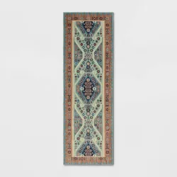 2'3"x7' Buttercup Diamond Vintage Persian Style Woven Runner Rug Blue - Opalhouse™