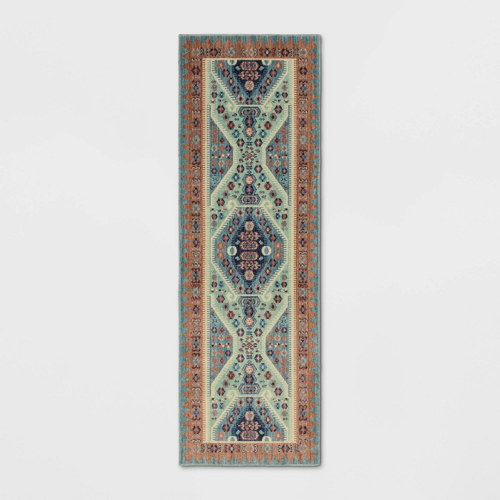 2'3"X7' Buttercup Diamond Vintage Persian Woven Runner Rug Blue - Opalhouse