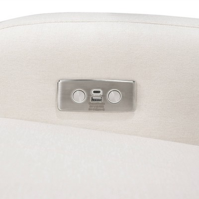 Serenity Swivel Recliner in Cream Eco-Weave with Light Wood Base