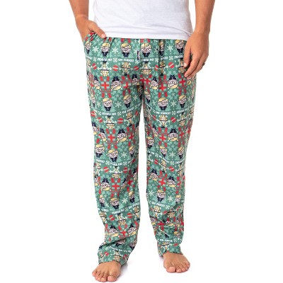A Christmas Story Mens' Chibi Ralphie Oh Fudge! Leg Lamp Sleep Pajama Pants Green