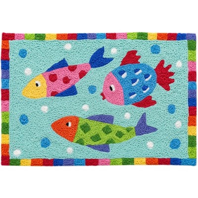 Jellybean Swim Team Doormat, 20" x 30" – Whimsical Dog Swimmers Accent Rug for Coastal Homes and Outdoor Entryways