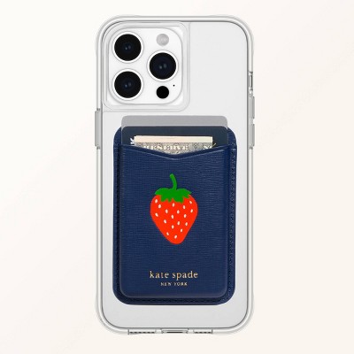 kate spade new york 'Strawberry Dotted' Magnetic Wallet - Navy Blue/Red/Green