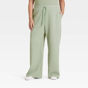Women's Airy Sleek Ribbed Wide Leg Sweatpants - All In Motion™ - 1 of 3