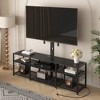 VECELO TV Stand with Mount and Power Outlet, Console Table with Height Adjustable Entertainment Center with Storage Shelves for 70 in. TV, Black/Brown - 2 of 4