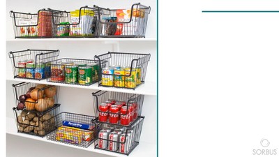 Sorbus 6 Pack Stackable Metal Storage Basket Set - Organizers for Home, Kitchen Pantry, Bathroom, Laundry and more (Silver)