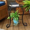 Sunnydaze Indoor/Outdoor Steel Frame Decorative Antique Ceramic Tile Top Side Table - 12" - 4 of 4