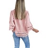 Imily Bela Womens 3/4 Bell Sleeve Eyelet Button Down Shirt Casual Ruffle Hem Blouse - 4 of 4