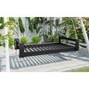 Grungis Twin Size Patio Swing Bed with Hemp Ropes,Acacia Wood Outdoor Swing for Courtyard,Garden - 2 of 4