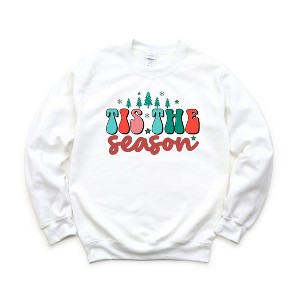 Simply Sage Market Women's Graphic Sweatshirt Retro Tis The Season Trees - 1 of 2