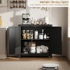 DobleePy 31.5" Black Small Rattan Buffet Cabinet with Drawer & Adjustable Shelves, Boho Farmhouse Coffee Bar Storage for Kitchen & Living Room - 4 of 4