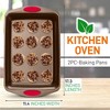 NutriChef 2-Piece Baking Pan Set - PFOA, PFOS, PTFE Free Nonstick Golden Coating Carbon Steel Bakeware - Kitchen Bake Cookie Sheet Stackable Tray - 2 of 3